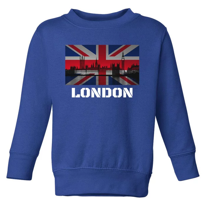 Souvenir London Gift City Vintage Uk Flag British Hoody Toddler Sweatshirt