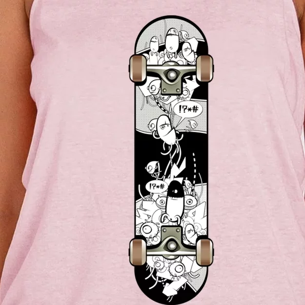 Skateboarding Lovers Graphic Cool Skateboarding Fun Cool Gift Women's Knotted Racerback Tank