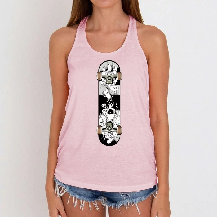 Skateboarding Lovers Graphic Cool Skateboarding Fun Cool Gift Women's Knotted Racerback Tank