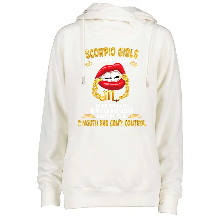 Scorpio Lip Gold Zodiac Sign A Mouth Cant Control Birth Gift Womens Funnel Neck Pullover Hood