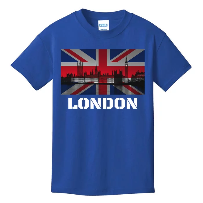 Souvenir London Gift City Vintage Uk Flag British Hoody Kids T-Shirt