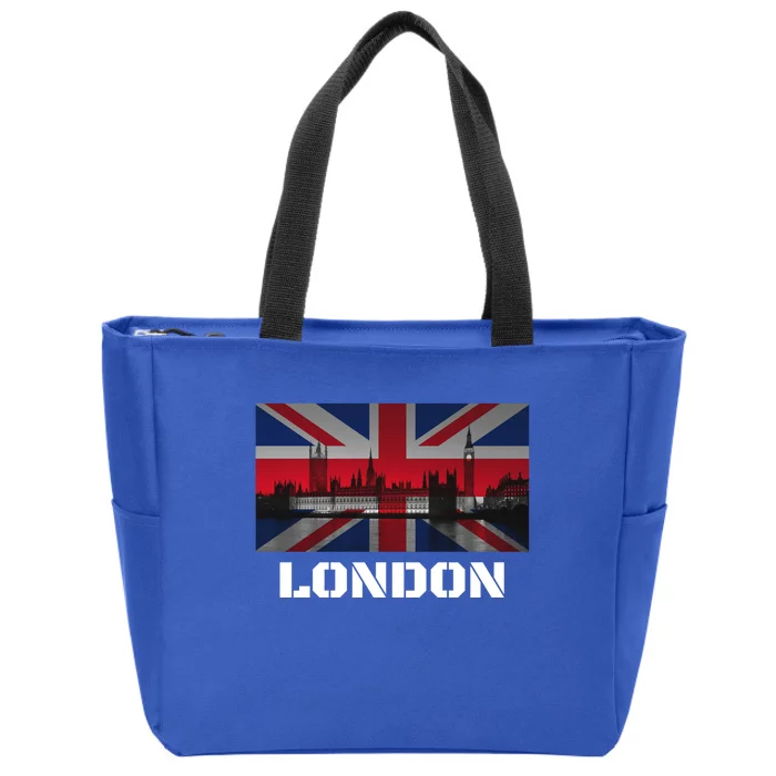 Souvenir London Gift City Vintage Uk Flag British Hoody Zip Tote Bag