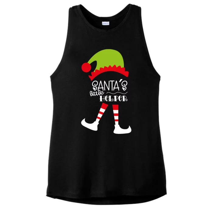 Santas Little Helper Elf Holiday Ladies Tri-Blend Wicking Tank