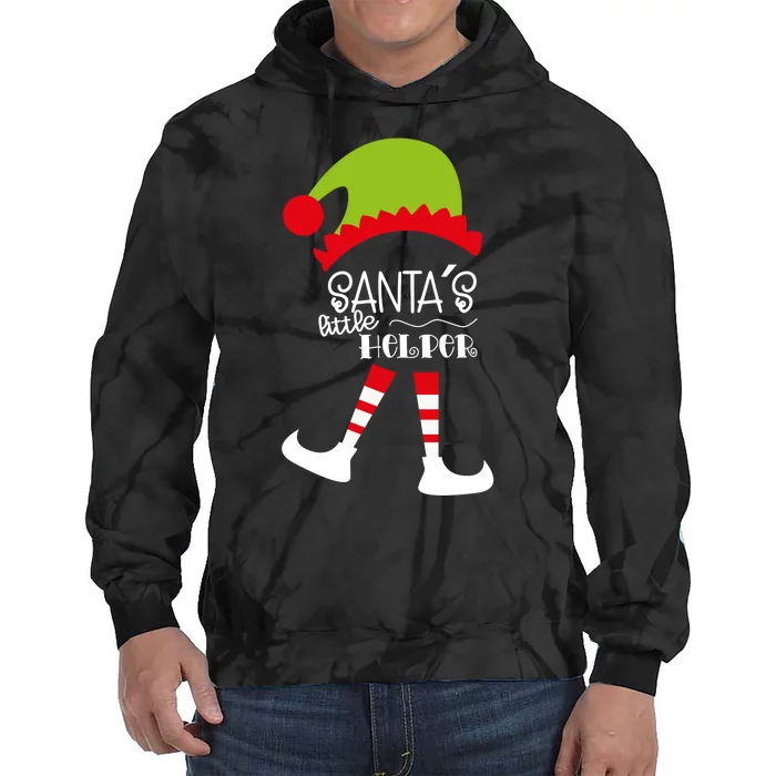 Santas Little Helper Elf Holiday Tie Dye Hoodie