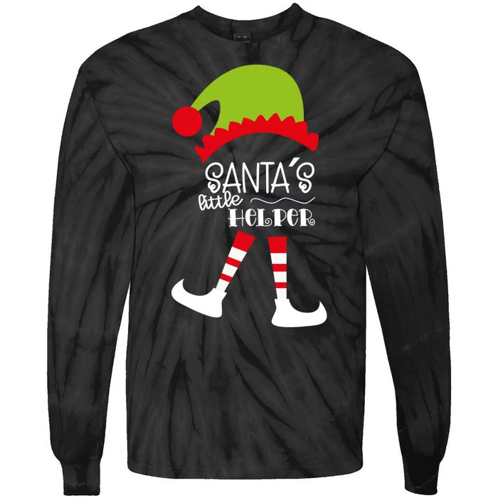 Santas Little Helper Elf Holiday Tie-Dye Long Sleeve Shirt