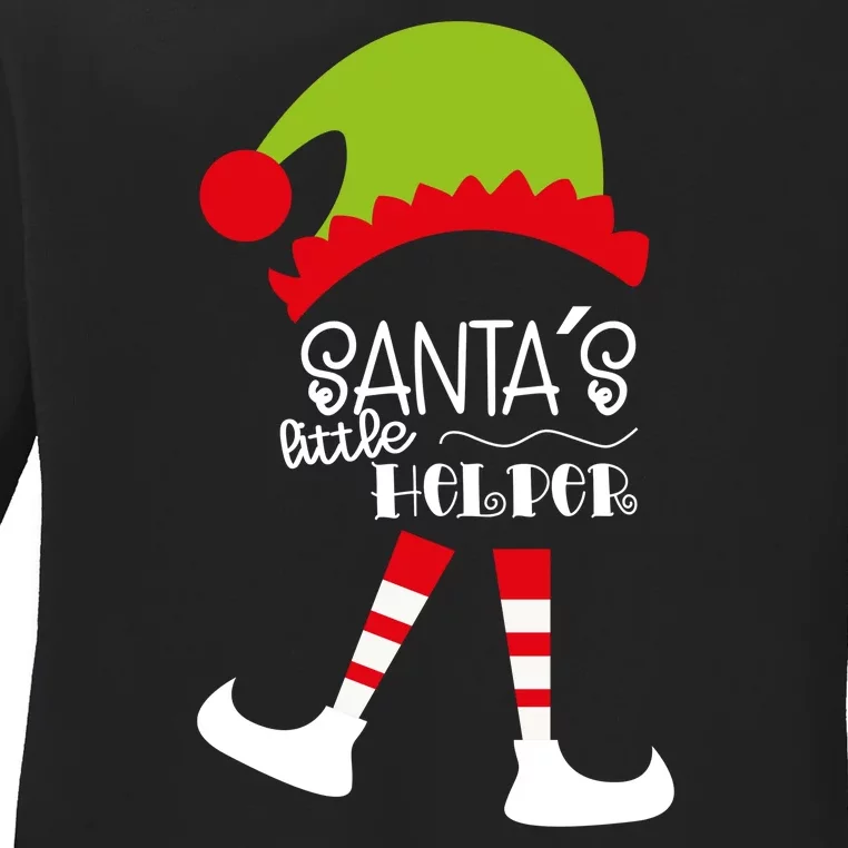 Santas Little Helper Elf Holiday Ladies Long Sleeve Shirt