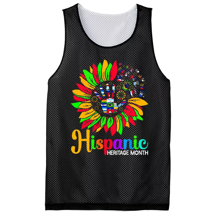 Sunflower Latino Hispanic Heritage Month Roots And Flags Mesh Reversible Basketball Jersey Tank