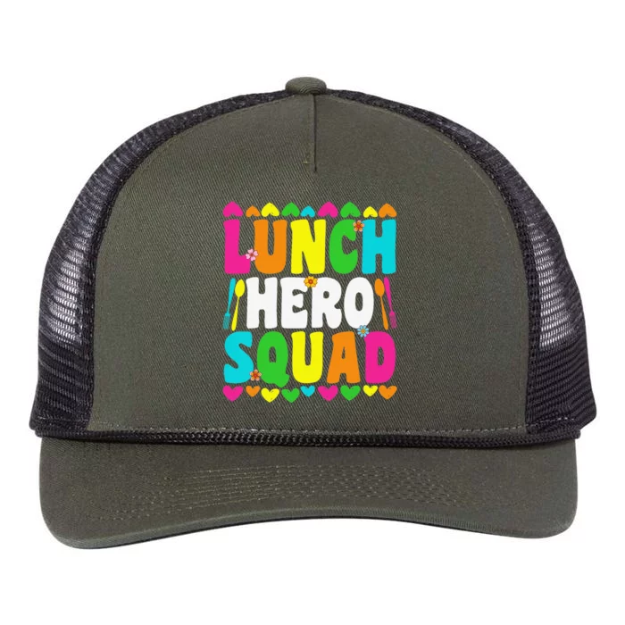 school lunch hero squad funny cafeteria workers gifts Retro Rope Trucker Hat Cap