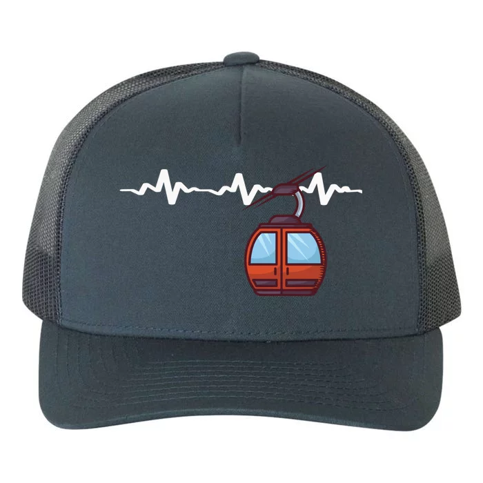 Ski Lift Heartbeat Design Skier Skiing Gift Yupoong Adult 5-Panel Trucker Hat