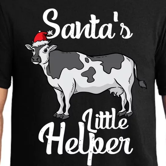 Santas Little Helper Milk Cow Santa Claus Farmer Christmas Gift Pajama Set