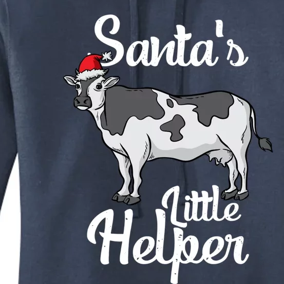 Santas Little Helper Milk Cow Santa Claus Farmer Christmas Gift Women's Pullover Hoodie