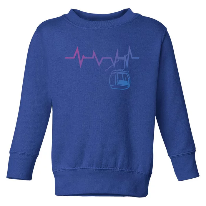 Ski Lift Heartbeat Design Skier Skiing Gift Toddler Sweatshirt