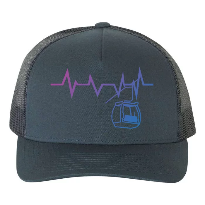 Ski Lift Heartbeat Design Skier Skiing Gift Yupoong Adult 5-Panel Trucker Hat