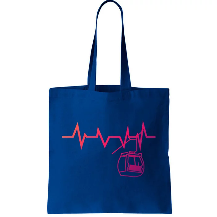 Ski Lift Heartbeat Design Skier Skiing Gift Tote Bag