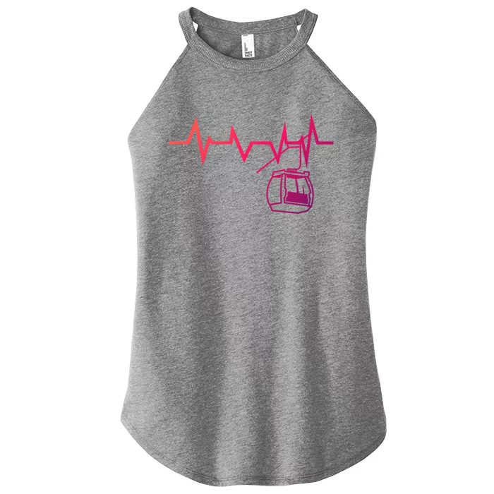 Ski Lift Heartbeat Design Skier Skiing Gift Women’s Perfect Tri Rocker Tank