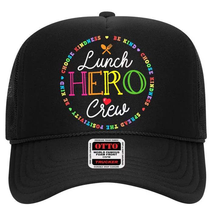 School Lunch Hero Squad Funny Cafeteria Workers Crew Lady High Crown Mesh Trucker Hat