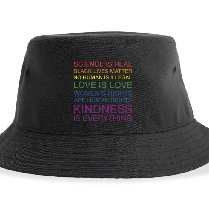 Science Love Human Rights In Rainbow Colors For Pride Month Sustainable Bucket Hat