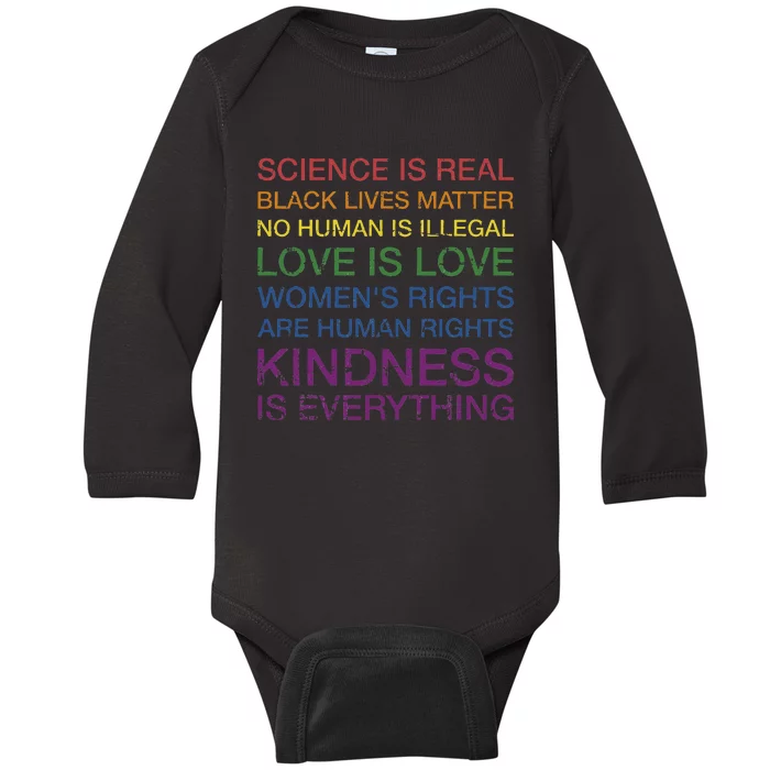 Science Love Human Rights In Rainbow Colors For Pride Month Baby Long Sleeve Bodysuit