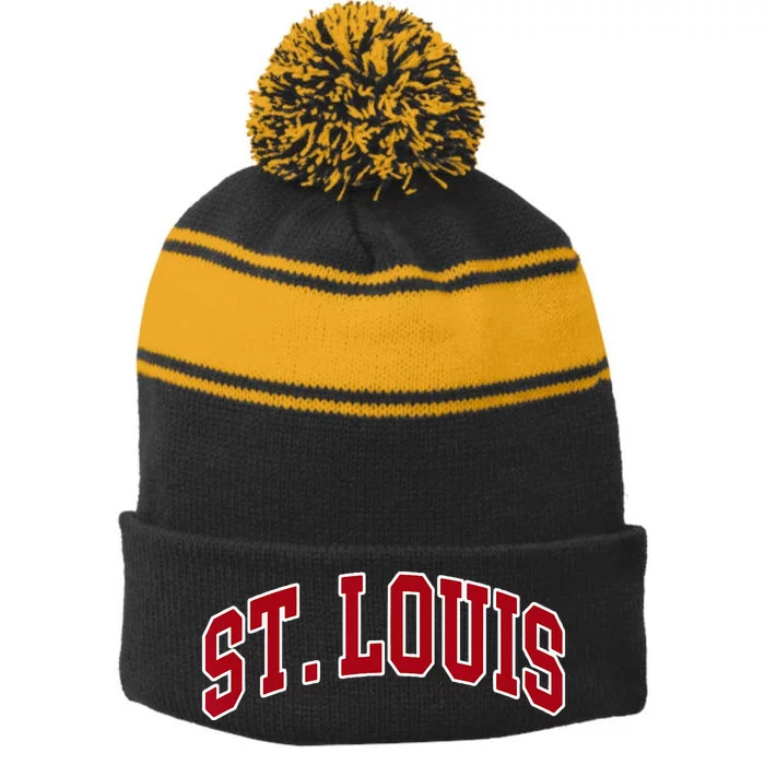 St. Louis Hometown Pride Throwback Design Stripe Pom Pom Beanie