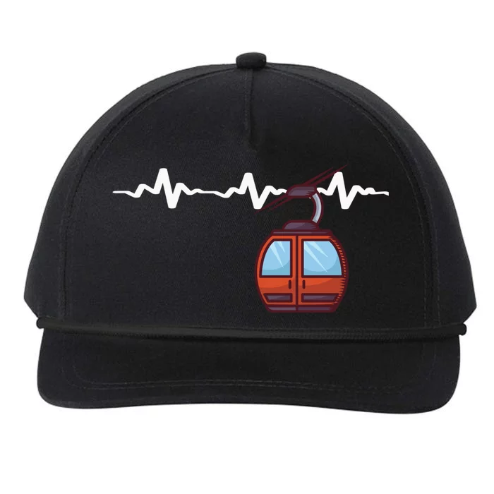 Ski Lift Heartbeat Design Skier Skiing Gift Snapback Five-Panel Rope Hat