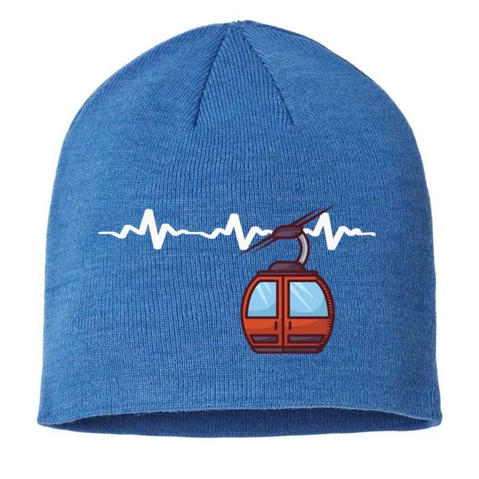 Ski Lift Heartbeat Design Skier Skiing Gift 8 1/2in Sustainable Knit Beanie