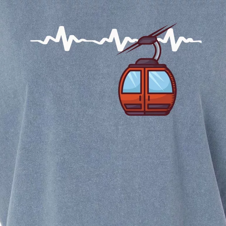 Ski Lift Heartbeat Design Skier Skiing Gift Garment-Dyed Women's Muscle Tee