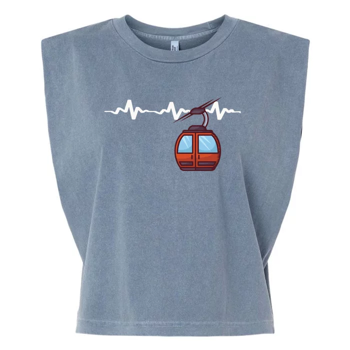 Ski Lift Heartbeat Design Skier Skiing Gift Garment-Dyed Women's Muscle Tee