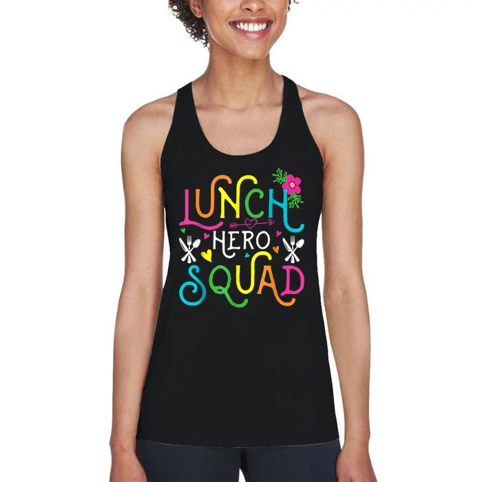 School Lunch Hero Squad Funny Cafeteria Workers Gifts Women's Racerback Tank