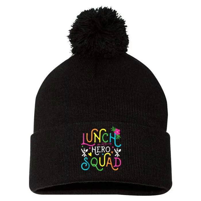 School Lunch Hero Squad Funny Cafeteria Workers Gifts Pom Pom 12in Knit Beanie