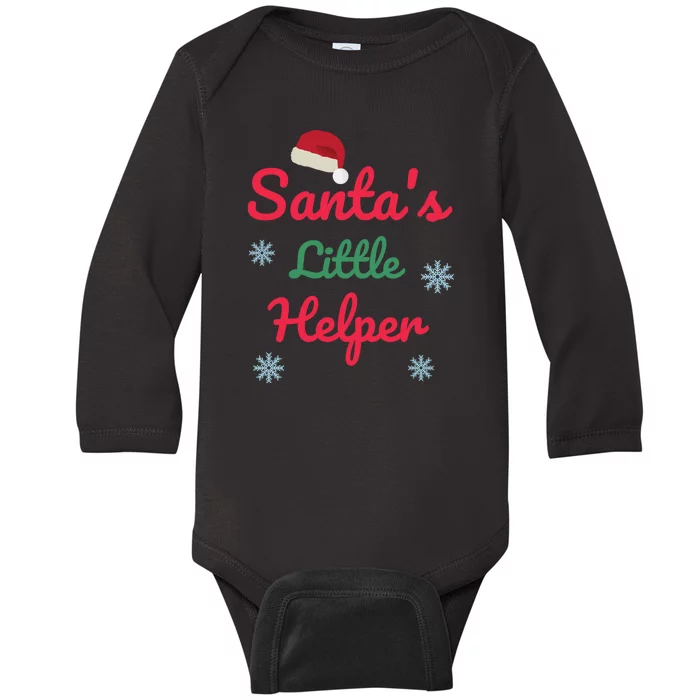 Santa's Litlle Helper Snowflake Christmas Baby Long Sleeve Bodysuit