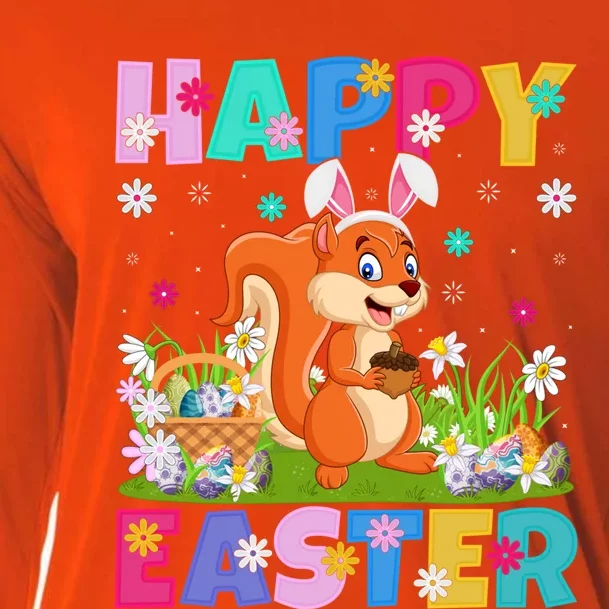 Squirrel Lover Happy Easter Bunny Squirrel Easter Sunday Gift Cooling Performance Long Sleeve Crew