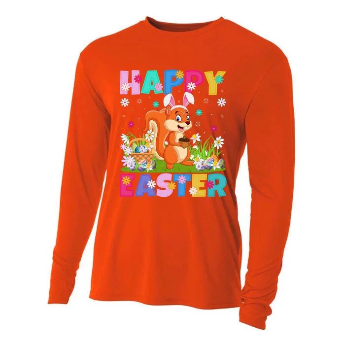 Squirrel Lover Happy Easter Bunny Squirrel Easter Sunday Gift Cooling Performance Long Sleeve Crew