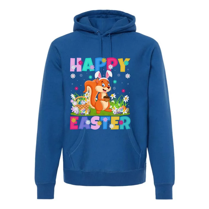 Squirrel Lover Happy Easter Bunny Squirrel Easter Sunday Gift Premium Hoodie