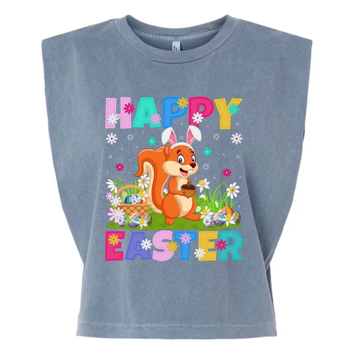 Squirrel Lover Happy Easter Bunny Squirrel Easter Sunday Gift Garment-Dyed Women's Muscle Tee