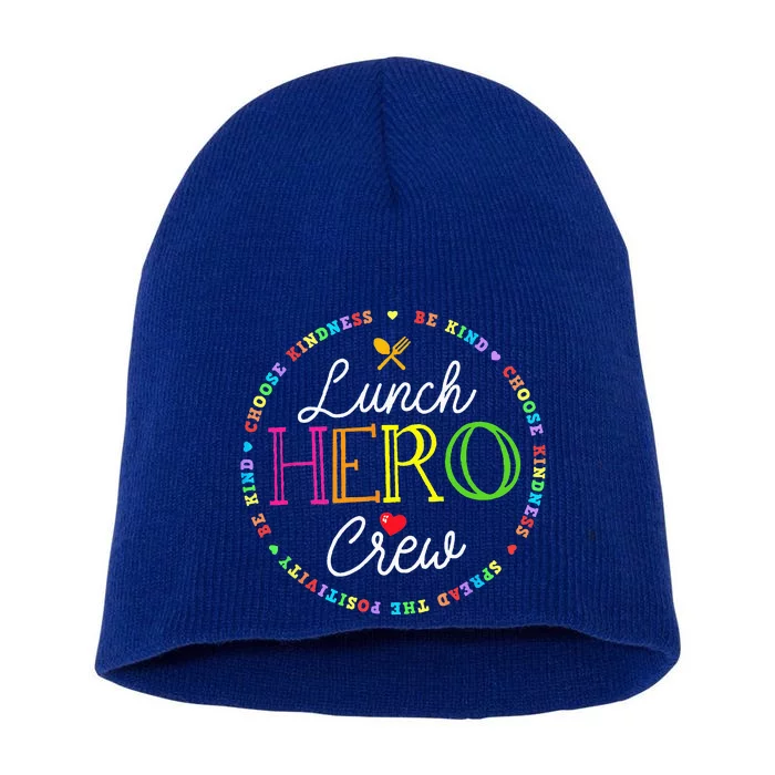 School Lunch Hero Squad Funny Cafeteria Workers Crew Lady Short Acrylic Beanie