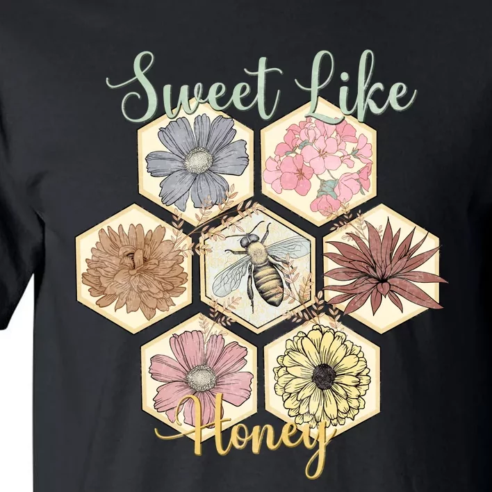 Sweet Like Honey Floral Bee Retro Tall T-Shirt