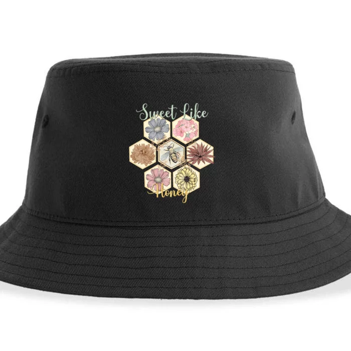 Sweet Like Honey Floral Bee Retro Sustainable Bucket Hat