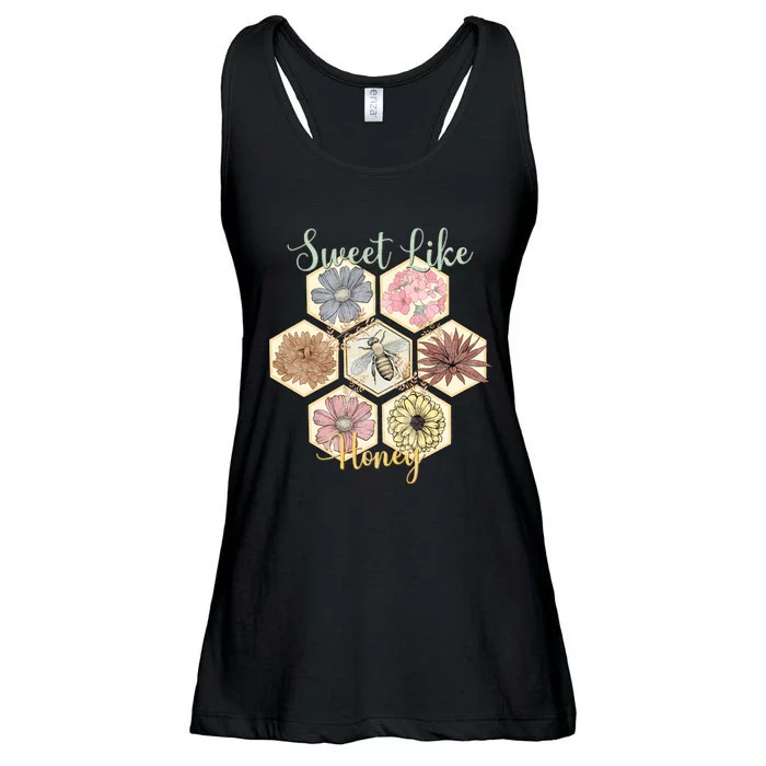 Sweet Like Honey Floral Bee Retro Ladies Essential Flowy Tank