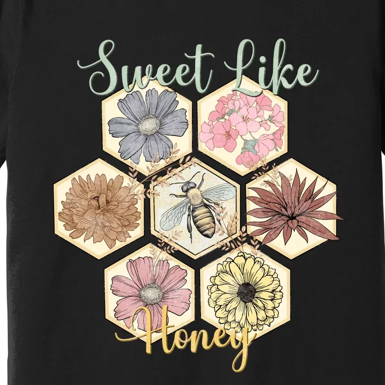 Sweet Like Honey Floral Bee Retro Premium T-Shirt