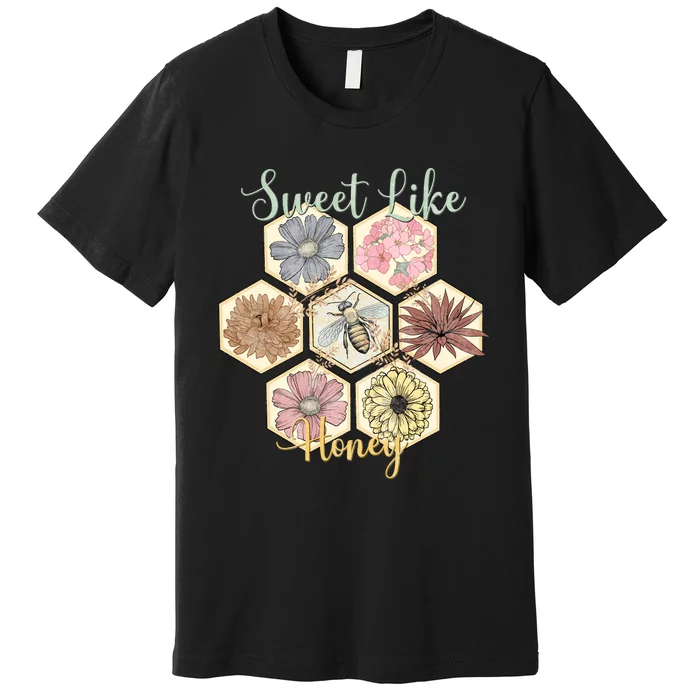 Sweet Like Honey Floral Bee Retro Premium T-Shirt