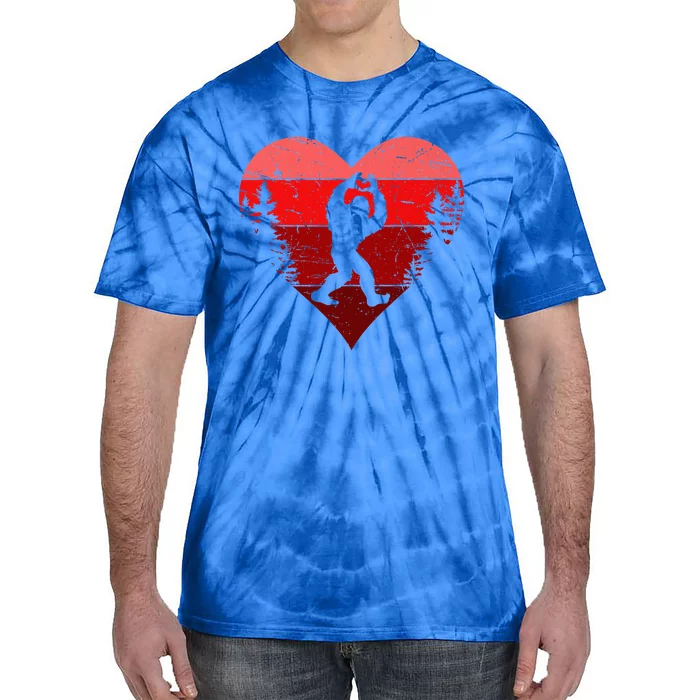 Sasquatch Love Heart Hand Retro Valentines Day Bigfoot Tie-Dye T-Shirt