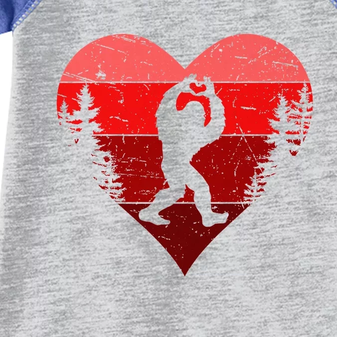 Sasquatch Love Heart Hand Retro Valentines Day Bigfoot Infant Baby Jersey Bodysuit