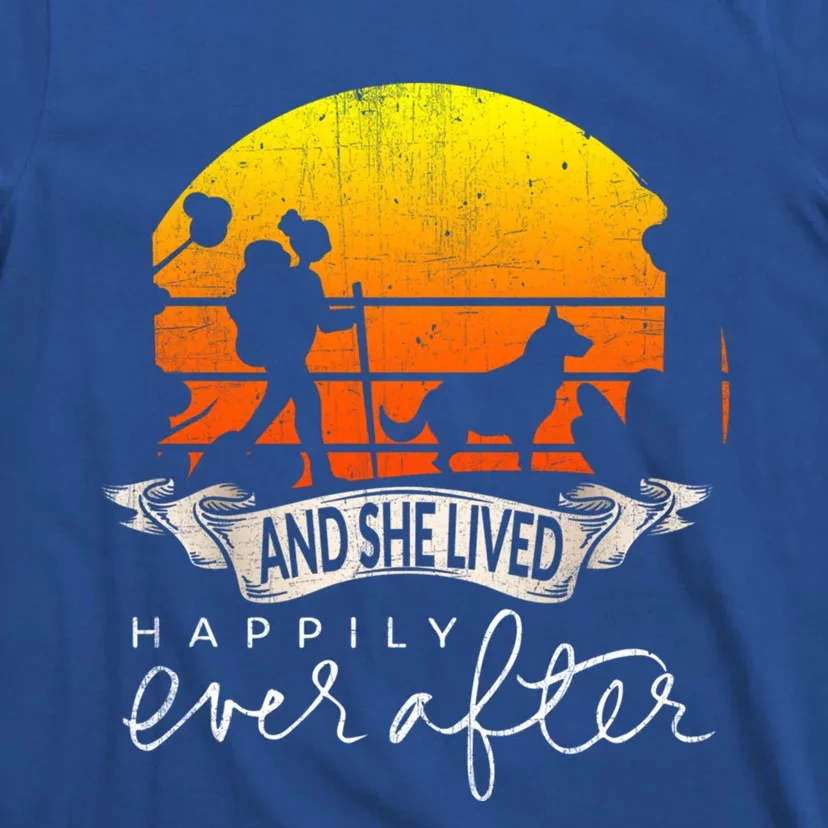 She Lived Happily Ever After Camping Hiking Dog Lover Gift T-Shirt