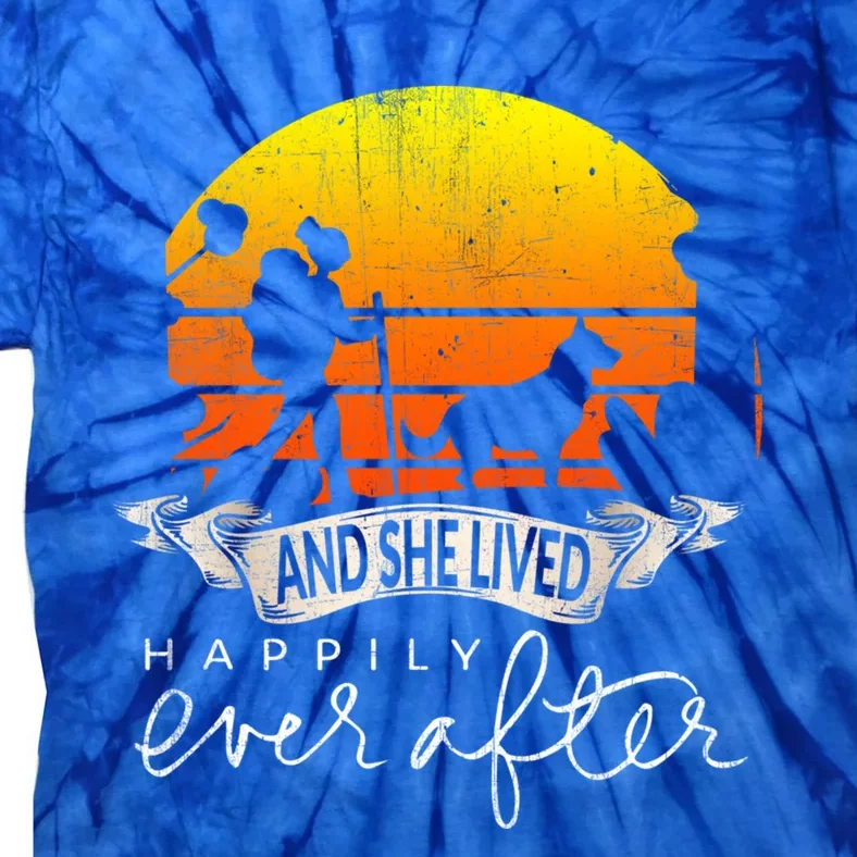 She Lived Happily Ever After Camping Hiking Dog Lover Gift Tie-Dye T-Shirt