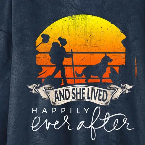 She Lived Happily Ever After Camping Hiking Dog Lover Gift Hooded Wearable Blanket