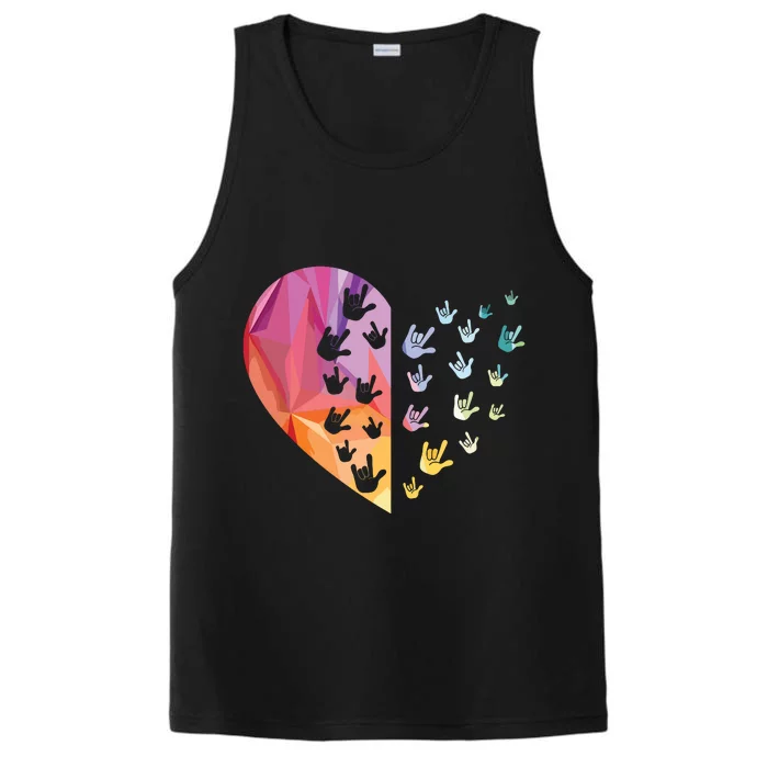 Sign Language Heart ASL Gift Deaf Gift ASL Teacher Gift Performance Tank