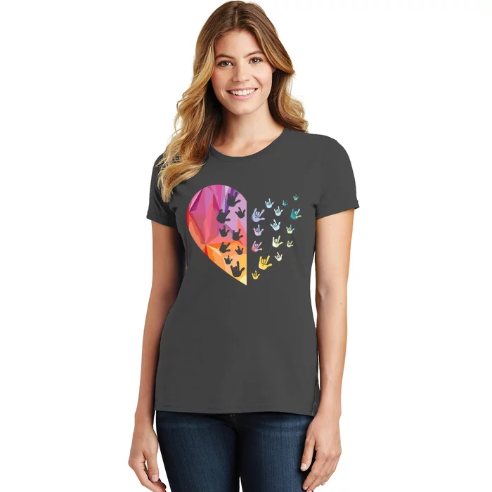 Sign Language Heart ASL Gift Deaf Gift ASL Teacher Gift Women's T-Shirt