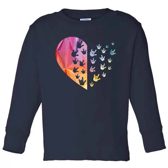 Sign Language Heart ASL Gift Deaf Gift ASL Teacher Gift Toddler Long Sleeve Shirt