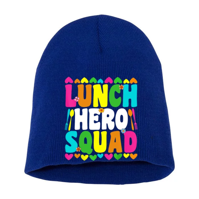 School Lunch Hero Squad Funny Cafeteria Workers Gifts Short Acrylic Beanie