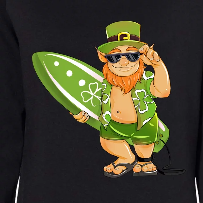 Surfing Leprechaun Hawaiian Surfing St Patricks Day Hawaii Cute Gift Womens California Wash Sweatshirt